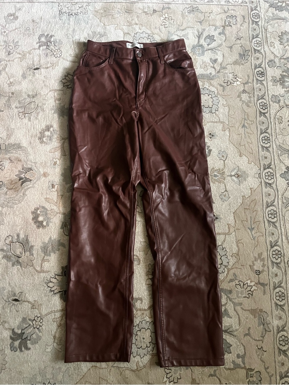 Abercrombie & Fitch Brown Faux Leather High-Rise Pants